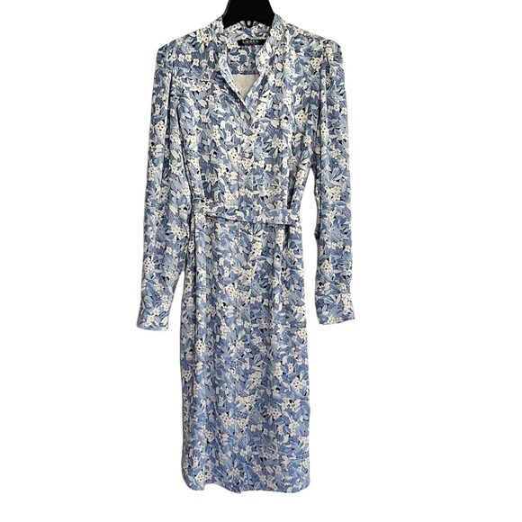 Lauren Ralph Lauren Shirtdress Floral Long Sleeve Midi Long Sleeve Casual EUC 8 - Picture 1 of 8